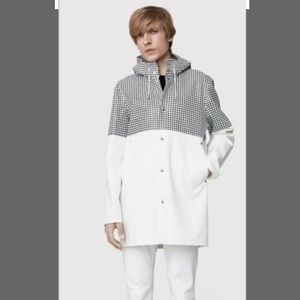 Stutterheim Swedish Raincoat in Dogtooth - NWT small flaws see pics